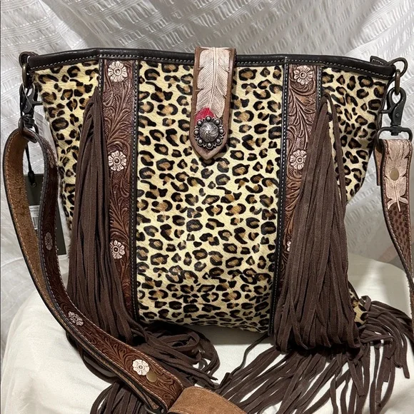 Myra Bag Leopard Print tooled leather crossbody - Picture 1 of 7
